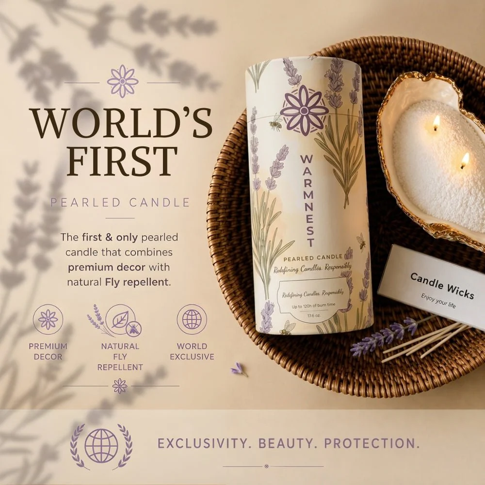 Warmnest® Lavender Pearled Candle — Natural Fly Repellent - Image 12